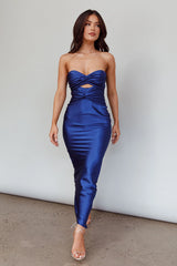 Good Impression Double Twist Midi Dress Navy