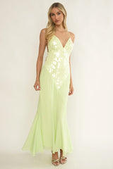 Meranda V-Neck Criss-Cross Maxi Dress Sequin Yellow