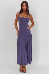 Ashana Drop Waist Halter Maxi Dress Taupe
