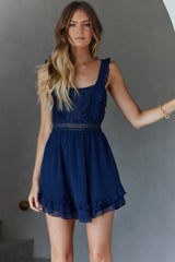 Winnie Lace Bodice Tie-Up Back Dress Navy