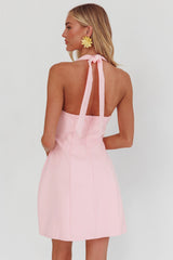Elisabet Halter Neck Mini Dress Pink