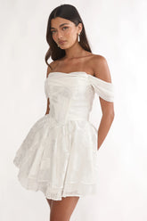 Lusting Off Shoulder Mini Dress White