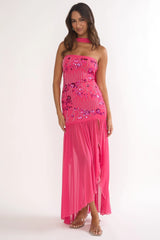 Jezra Strapless Sequin Embellished Maxi Dress Plum