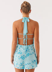 Cinzia Beaded Mini Dress - Blue