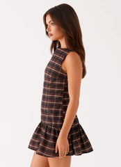 Arizona Mini Dress - Brown Black Check