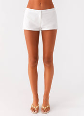 Coastline Cotton Micro Mini Shorts - White