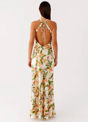 Damali Satin Maxi Dress - Floral Print