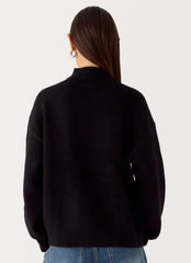 Davy Knit Zip Jacket - Black