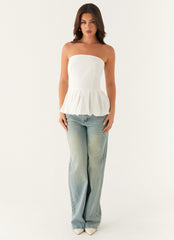Ellen Bubble Hem Top - Ivory