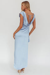 Grecian Cap Sleeve Cowl Back Dress Midnight