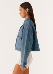 Kristy Oversized Denim Jacket - Blue