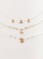 Luca Beaded Necklace - White