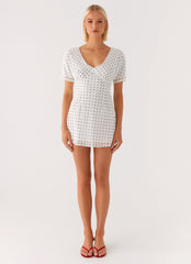 Marlowe Mini Dress - White Polkadot
