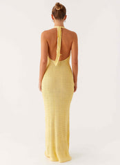 Novalee Flower Crochet Maxi Dress - Yellow