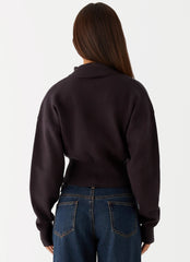 Episode High Neck Cardigan - Charcoal