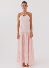 Blushed Cross Neckline Maxi Dress - Pink Petal