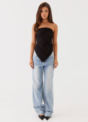 Midnight Lace Scarf Top - Black