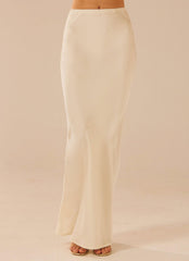 Aria Satin Maxi Skirt - Pearl