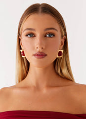 Romelle Earrings - Gold/Red
