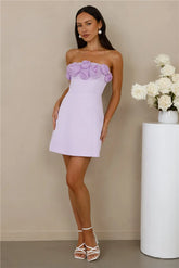 Wild Rose Affair Strapless Mini Dress Lilac