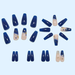 Long Ballerina Nails, Gradient Design with Rhinestones, Wearable Press On Nail Tips