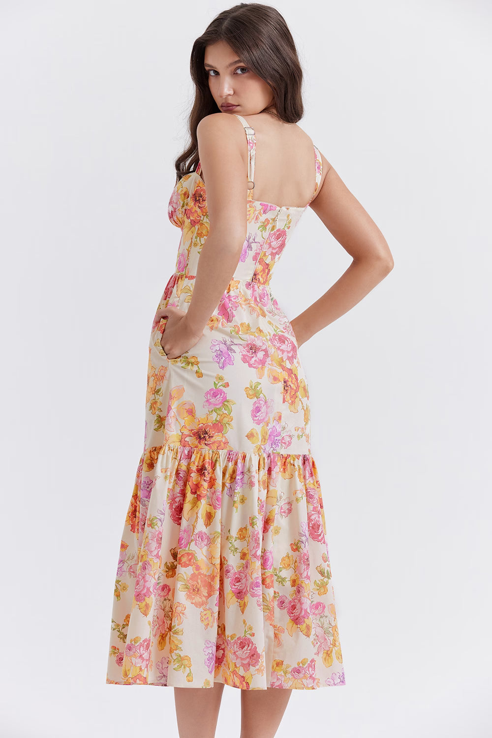 Elia' Ivory Floral Midi Sundress