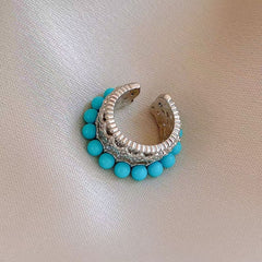 Vintage Ethnic Round Cut-Out Clip-On Earrings, Non-Pierced Luxury Elegant Earrings for Women