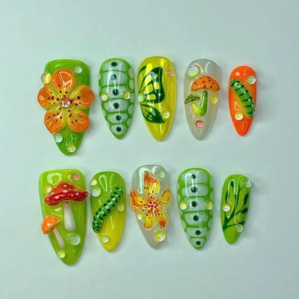 Luxury Handmade 3D Press-On Nails - Premium Reusable Gel Fake Nails - Multiple Styles & Designs Available