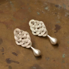 Woven Knot Teardrop Dangle Earrings for Women, Luxury Vintage Unique Design, Elegant Delicate Versatile Jewelry