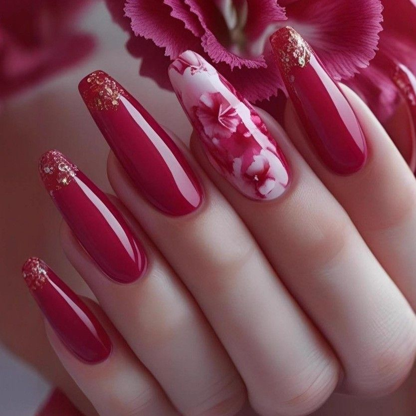 Luxury 3D Floral & Heart Press-On Nails-Elegant Valentine's Romantic Collection Custom Gel False Nails