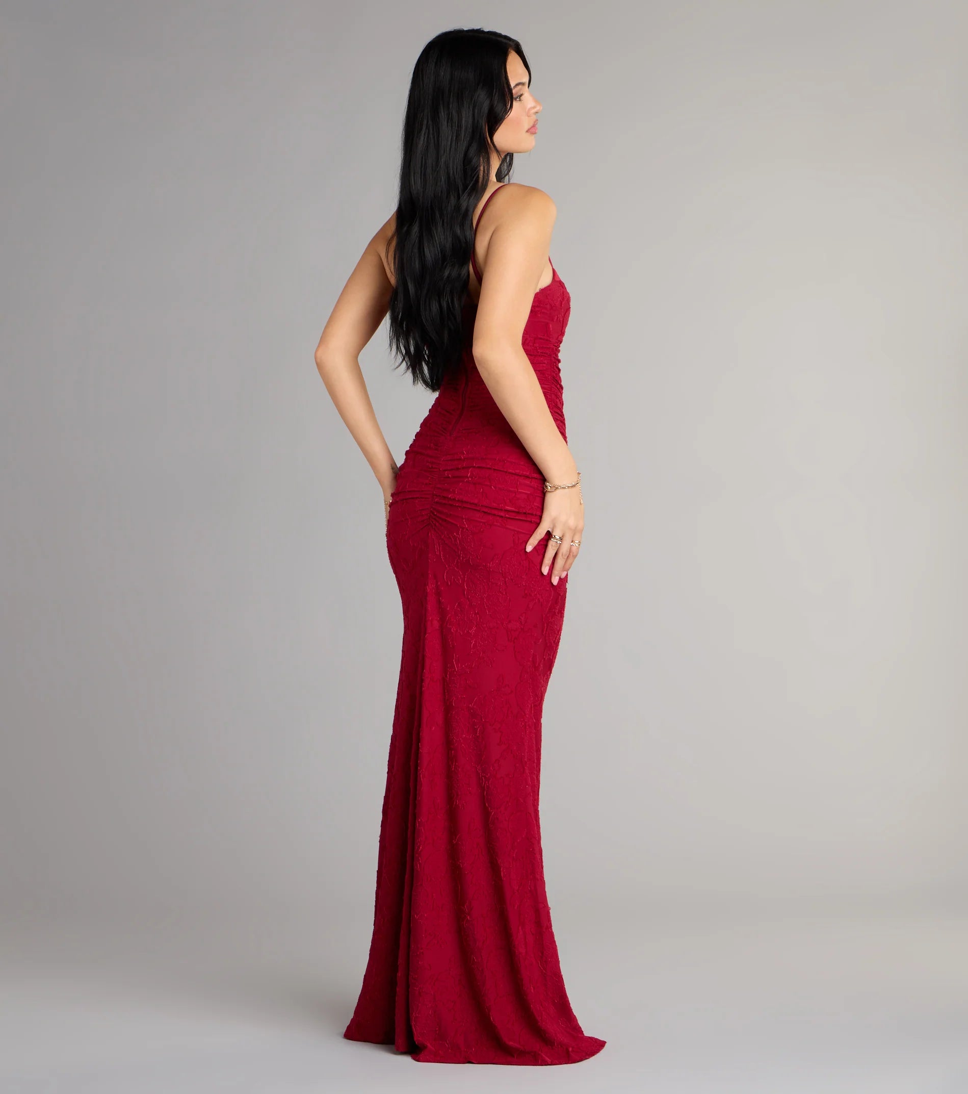 Alba Cowl Neck Mermaid Floral Formal Dress