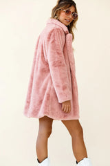 Tahoe Faux Fur Notch Lapel Coat Blush