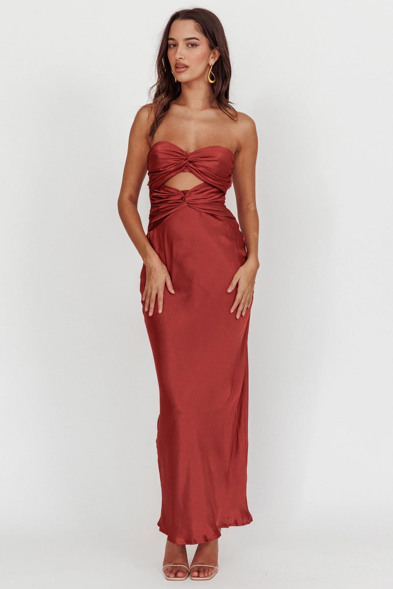 Good Impression Double Twist Maxi Dress Terracotta