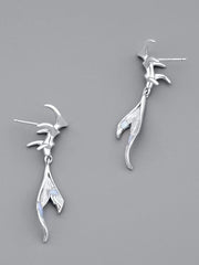 Literary Style Mermaid Tail Earrings, Unique Minimalist Design, Elegant Artistic Women's Jewelry