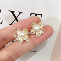 Natural Freshwater Pearl Stud Earrings, Romantic Peach Blossom Hypoallergenic Earrings, Ins Style Elegant Gift for Women
