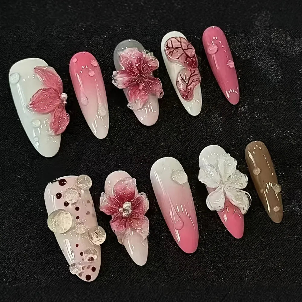 Luxury Handmade 3D Press-On Nails - Premium Reusable Gel Fake Nails - Multiple Styles & Designs Available