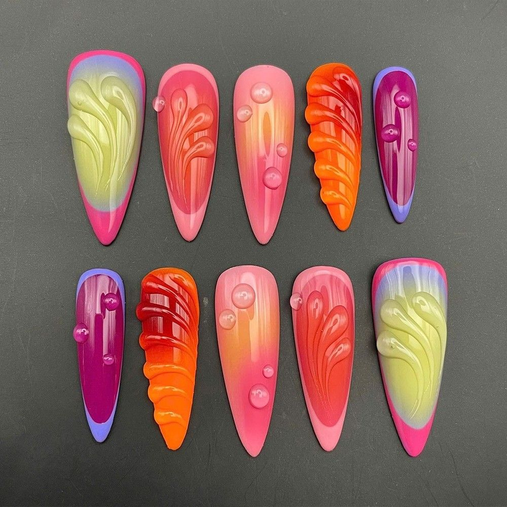 Luxury Handmade 3D Press-On Nails - Premium Reusable Gel Fake Nails - Multiple Styles & Designs Available