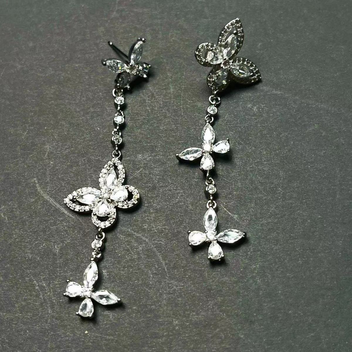 Premium Sparkling Butterfly Fringe Earrings | Delicate Luxury Geometric Studs & Statement Ear Jewelry for Women