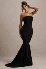 Impress Me | Black Strapless Bandeau Fishtail Maxi Dress
