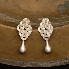 Woven Knot Teardrop Dangle Earrings for Women, Luxury Vintage Unique Design, Elegant Delicate Versatile Jewelry