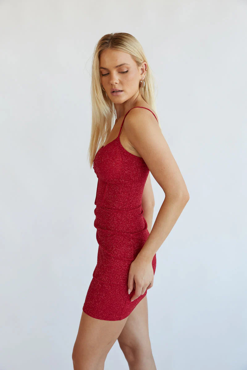 Clara Glitter Corset Bodycon Mini Dress