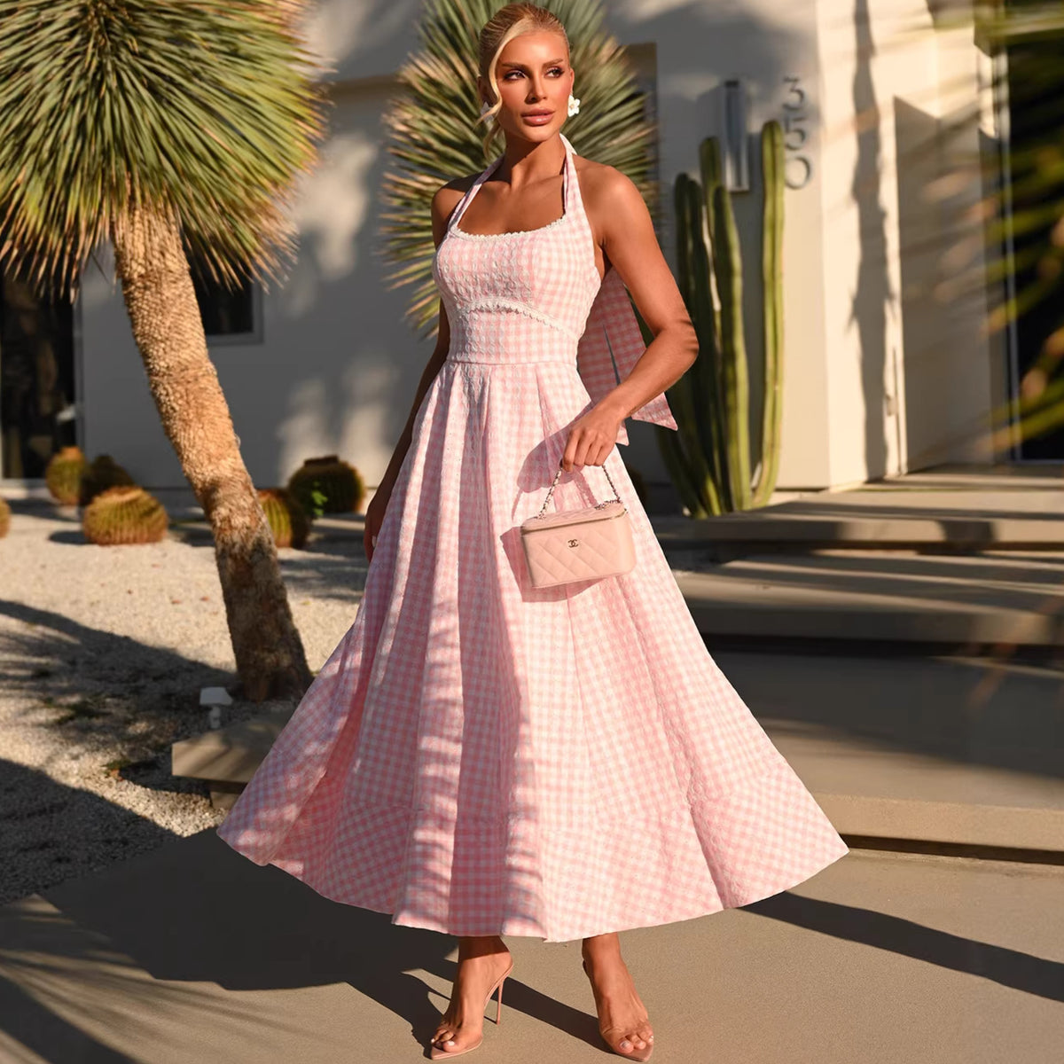Vivien Gingham Midi Dress