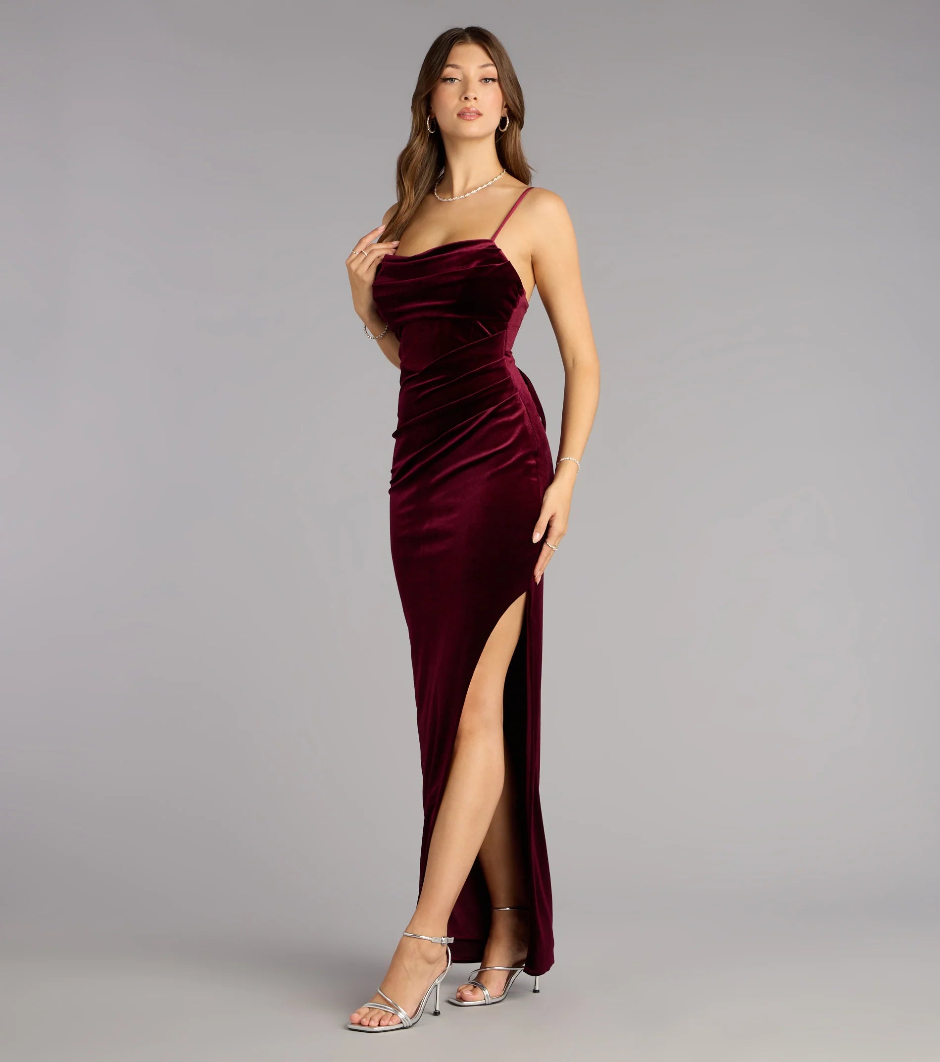Sloane Velvet Lace-Up Column Dress
