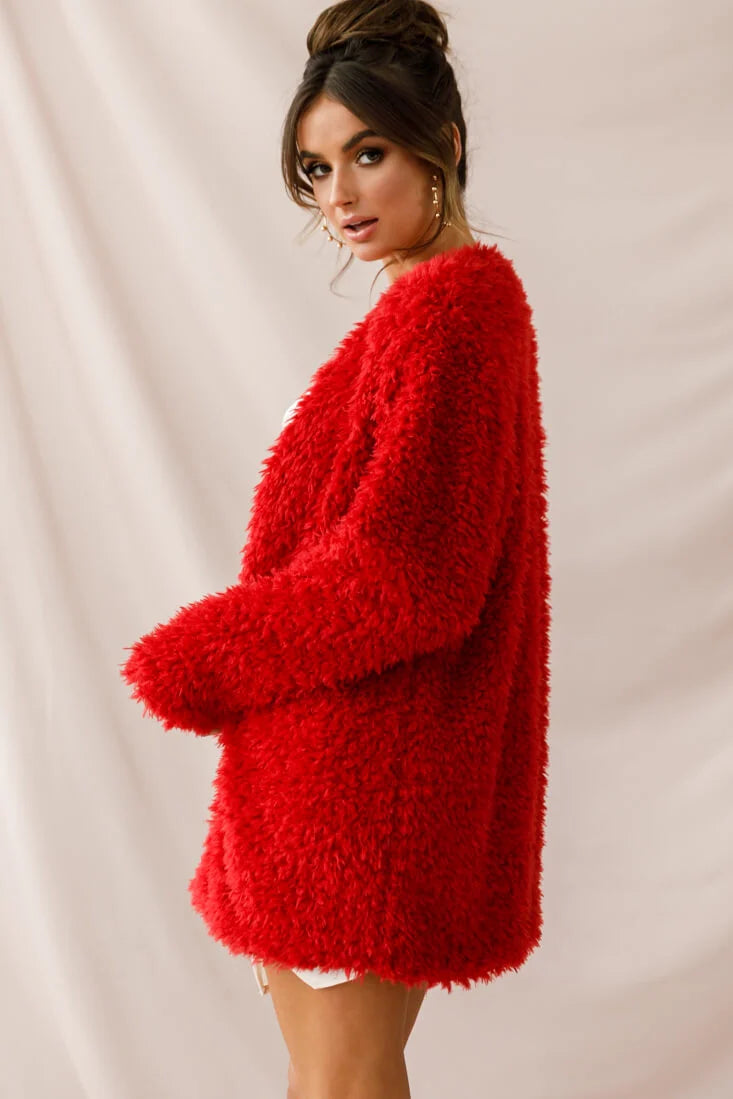 Ronan Fluffy Coat Red