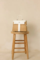 Reserved For You White Faux Leather Structured Woven Handbag