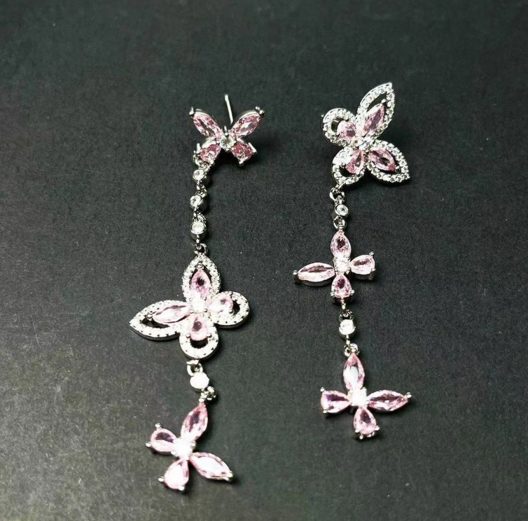 Premium Sparkling Butterfly Fringe Earrings | Delicate Luxury Geometric Studs & Statement Ear Jewelry for Women