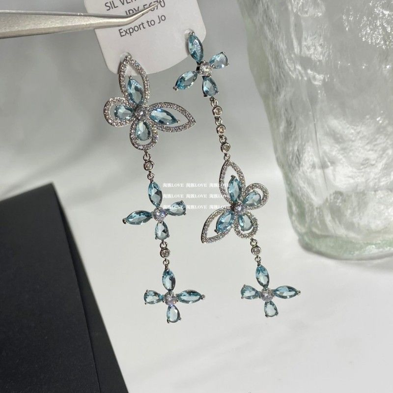 Premium Sparkling Butterfly Fringe Earrings | Delicate Luxury Geometric Studs & Statement Ear Jewelry for Women