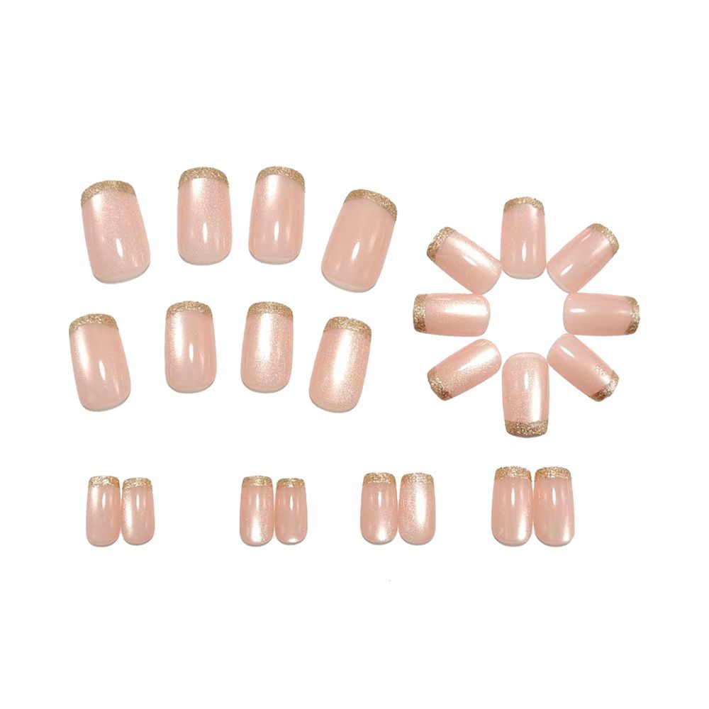 Gold French Cat Eye Nails, Ins Trendy Style, Removable Long Lasting Press On Nails