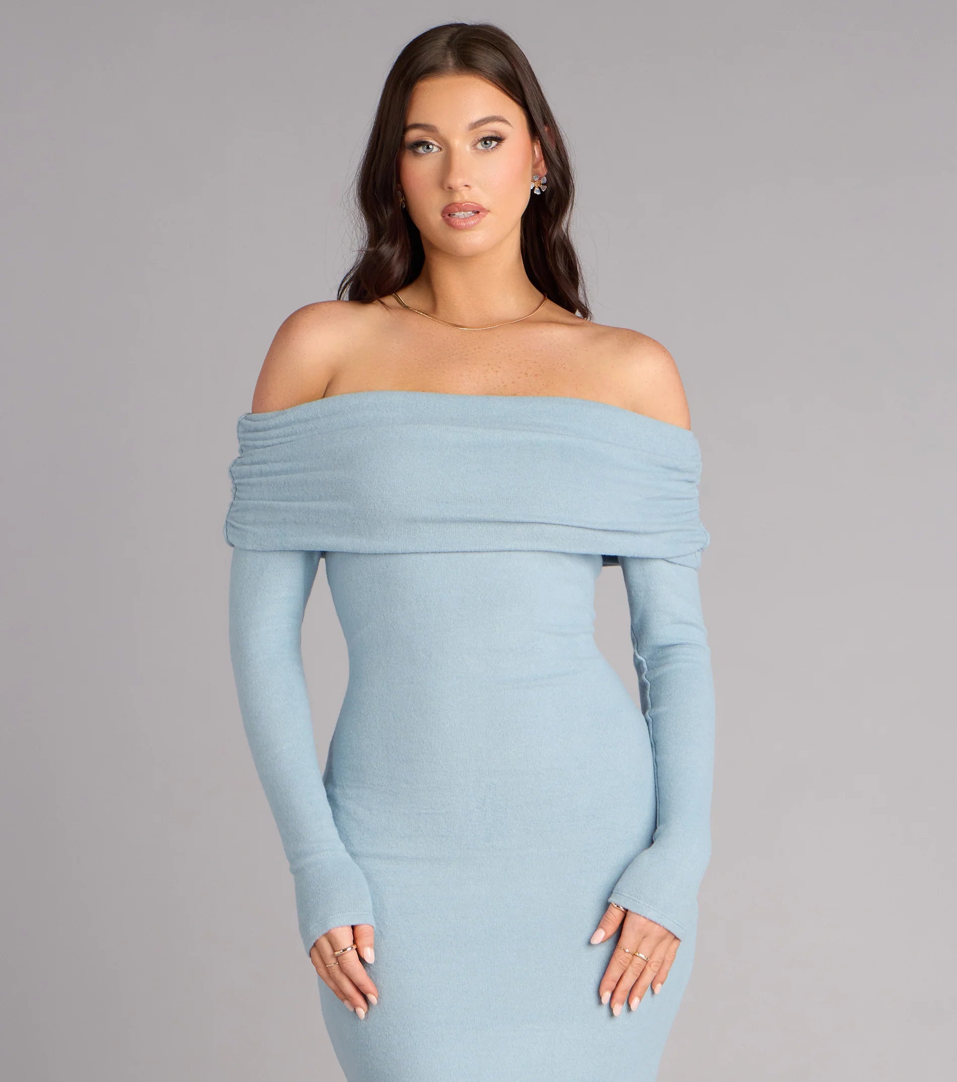 Minimal Drama Off-The-Shoulder Midi Dress