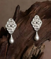 Woven Knot Teardrop Dangle Earrings for Women, Luxury Vintage Unique Design, Elegant Delicate Versatile Jewelry